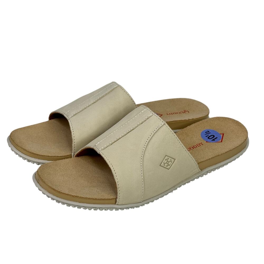 Quoddy Women's Nina Slide Sandals 10.5 Cream Off White Bone Leather Comfort NEW